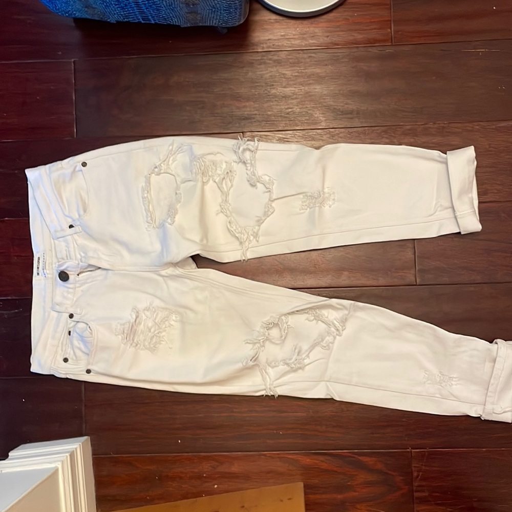 One teaspoon white cropped distressed jeans
